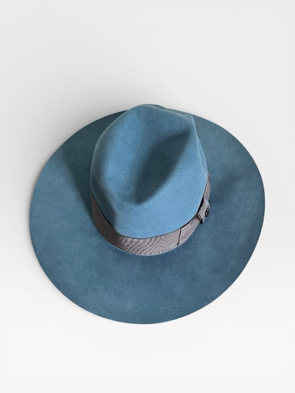 Loro Piana Laurence Hat 100% Beaver Velvet Felt Fedora Blue Italy Size M, New